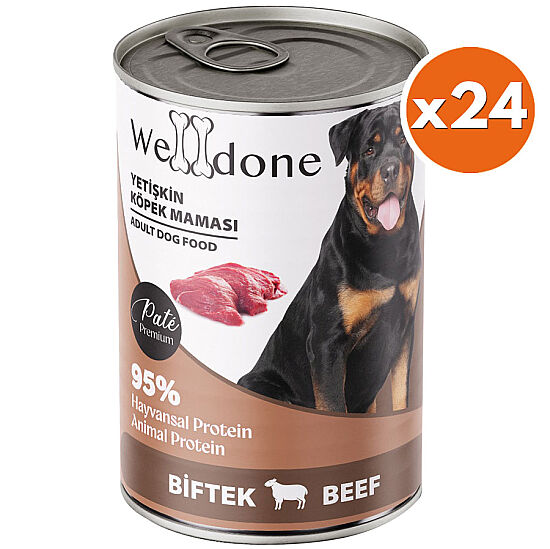 Welldone Biftekli Pate Yetişkin Köpek Konservesi 415 Gr x 24 Adet - 1