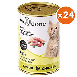 Welldone Kitten Tavuk Etli Pate Yavru Kedi Konservesi 400 Gr x 24 Adet - WellDone