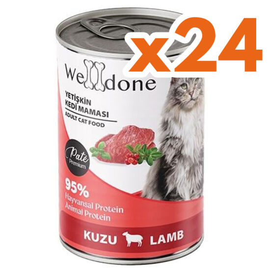 Welldone Kuzu Etli Pate Yetişkin Kedi Konservesi 400 Gr x 24 Adet - 1