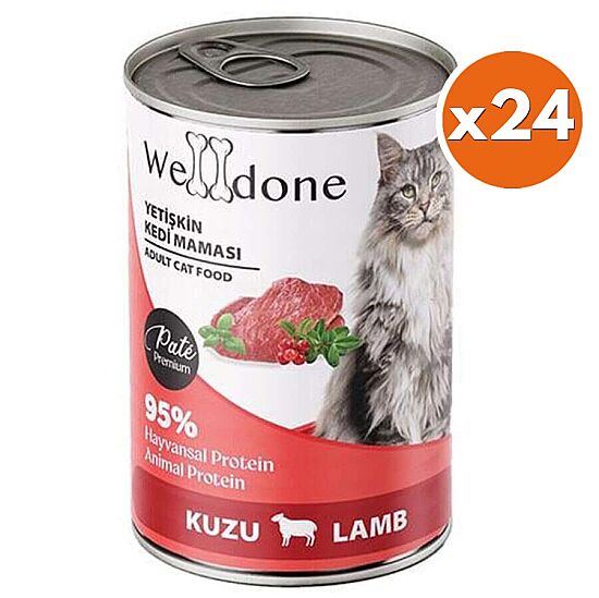 Welldone Kuzu Etli Pate Yetişkin Kedi Konservesi 400 Gr x 24 Adet - 1