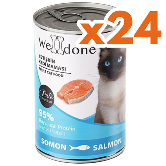 Welldone Somon Etli Pate Yetişkin Kedi Konservesi 400 Gr x 24 Adet - 1