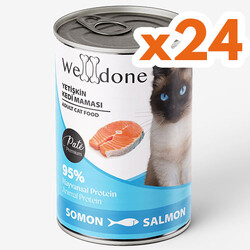 WellDone - Welldone Somon Etli Pate Yetişkin Kedi Konservesi 400 Gr x 24 Adet
