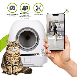 Wero Akıllı Otomatik Kedi Tuvaleti - Kum Kabı Pro Beyaz HD Kameralı 74 Lt + 9 Lt - 2