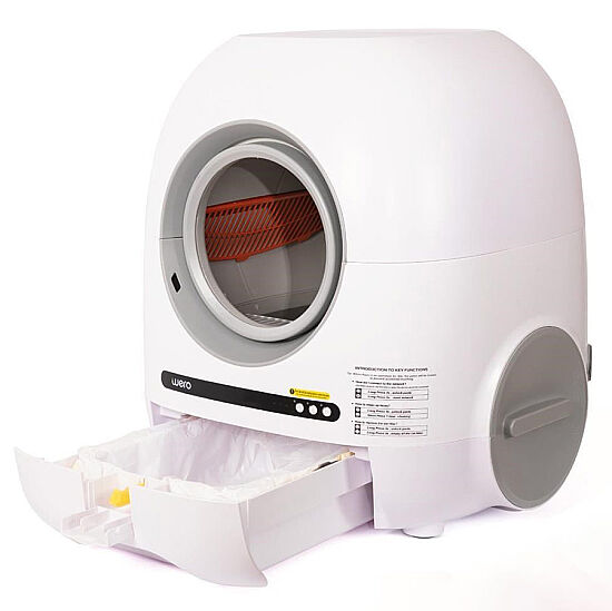 Wero Akıllı Otomatik Kedi Tuvaleti - Kum Kabı Pro Beyaz HD Kameralı 74 Lt + 9 Lt - 4