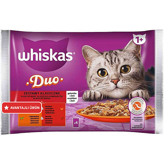 Whiskas Duo Klasik Karma Lezzetler Kedi Yaş Maması 4 Adet x 85 Gr - 1