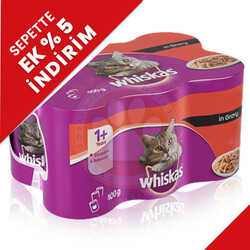 Whiskas - Whiskas Gravy Soslu Sığır Etli Kedi Konservesi 400 Gr - (12 Adet x 400 Gr)