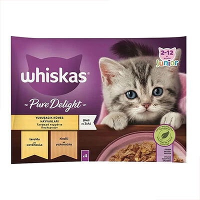 Whiskas Junior Pouch Pure Delight Kümes Hayvanlı Yavru Kedi Yaş Maması 4 Adet x 85 Gr