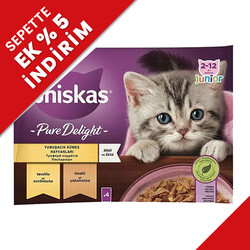 Whiskas - Whiskas Junior Pouch Pure Delight Kümes Hayvanlı Yavru Kedi Yaş Maması 4 Adet x 85 Gr