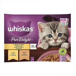 Whiskas - Whiskas Junior Pouch Pure Delight Kümes Hayvanlı Yavru Kedi Yaş Maması 4 Adet x 85 Gr