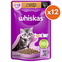 Whiskas Junior Pouch Kümes Hayvanlı Yavru Kedi Yaş Maması 85 Gr x 12 Adet - Whiskas