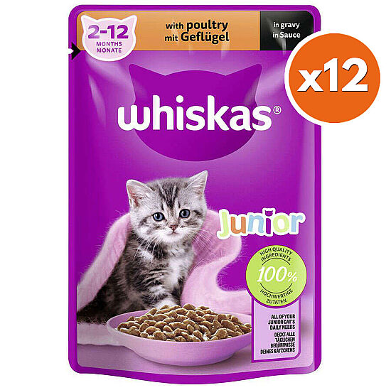 Whiskas Junior Pouch Kümes Hayvanlı Yavru Kedi Yaş Maması 85 Gr x 12 Adet - 1