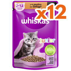 Whiskas Junior Pouch Kümes Hayvanlı Yavru Kedi Yaş Maması 85 Gr (12 Adet x 85 Gr) - Whiskas