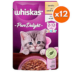 Whiskas Junior Pure Delight Tavuk Etli Yavru Kedi Yaş Maması 85 Gr x 12 Adet - Whiskas