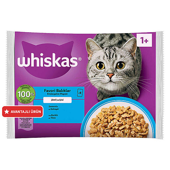 Whiskas Pouch Balık Çeşitleri Kedi Yaş Maması 85 Gr x 4 Adet - 1