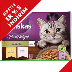 Whiskas - Whiskas Pouch Pure Delight Güveç Seçenekler Kedi Yaş Maması 4 Adet x 85 Gr