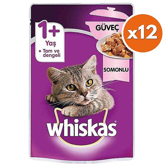 Whiskas Pouch Güveç Somonlu Jöleli Yetişkin Kedi Yaş Maması 85 Gr - ( 12 Adet x 85 Gr ) - 1