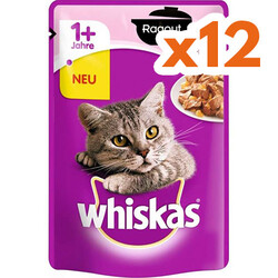 Whiskas - Whiskas Pouch Güveç Somonlu Jöleli Yetişkin Kedi Yaş Maması 85 Gr - ( 12 Adet x 85 Gr )