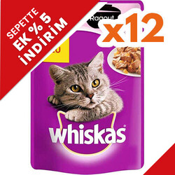 Whiskas - Whiskas Pouch Güveç Somonlu Jöleli Yetişkin Kedi Yaş Maması 85 Gr - ( 12 Adet x 85 Gr )