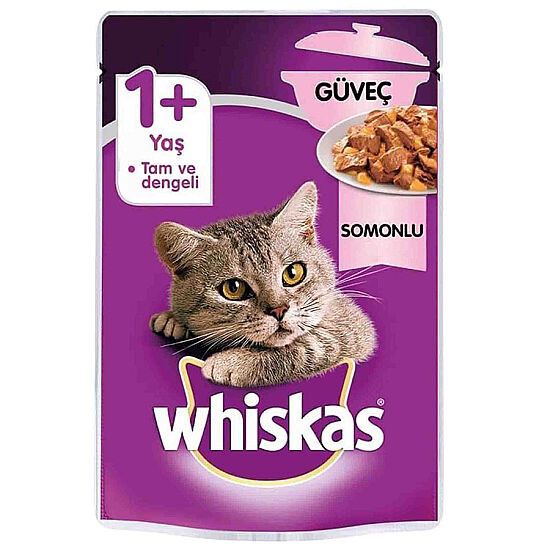Whiskas Pouch Güveç Somonlu Jöleli Yetişkin Kedi Yaş Maması 85 Gr - 1