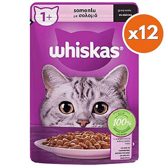 Whiskas Pouch in Gravy Somonlu Kedi Yaş Maması 85 Gr - (12 Adet x 85 Gr) - 1