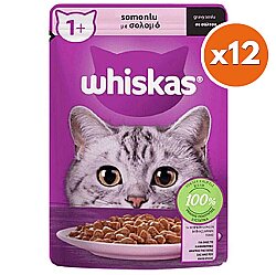 Whiskas Pouch in Gravy Somonlu Kedi Yaş Maması 85 Gr - (12 Adet x 85 Gr) - Whiskas