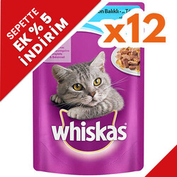 Whiskas - Whiskas Pouch Jöleli Ton Balıklı Kedi Yaş Maması 85 Gr - (12 Adet x 100 Gr)