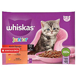 Whiskas Pouch Junior Et Çeşitleri Kedi Yaş Maması 85 Gr x 4 Adet - Whiskas