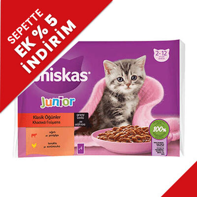 Whiskas Pouch Junior Et Çeşitleri Kedi Yaş Maması 85 Gr x 4 Adet