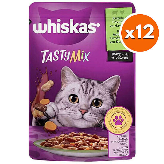 Whiskas Tasty Mix Kuzu Tavuk ve Havuçlu Kedi Yaş Maması 85 Gr x 12 Adet - 1
