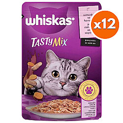 Whiskas Tasty Mix Somonlu Havuçlu Kedi Yaş Maması 85 Gr x 12 Adet - Whiskas