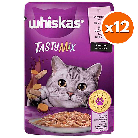 Whiskas Tasty Mix Somonlu Havuçlu Kedi Yaş Maması 85 Gr x 12 Adet - 1