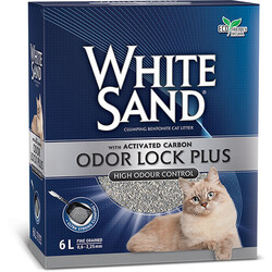 White Sand Odor Lock Plus Actived Carbon Topaklanan Kedi Kumu 6 Lt - White Sand
