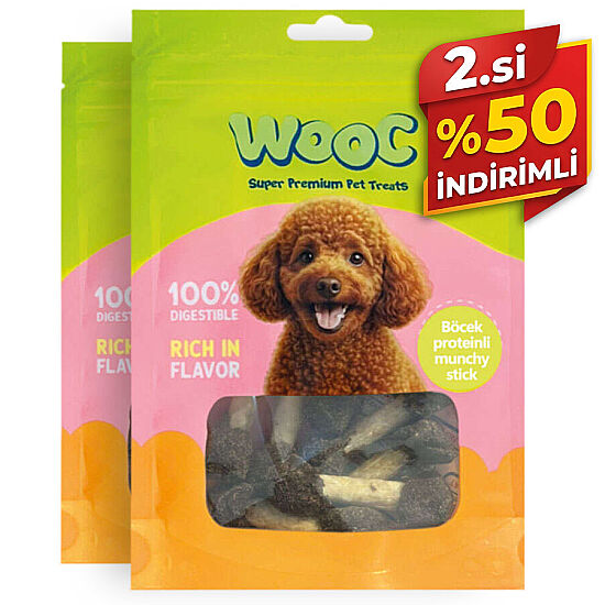 Wooc Böcekli Protein Munchy Köpek Ödülü 75 Gr x 2 Adet - 2.si %50 İndirimli - 1