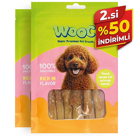 Wooc Chicken Milk Stick Tavuk Sargılı ve Süt Aromalı Köpek Ödülü 75 Gr x 2 Adet - 2.si %50 İndirimli - 1