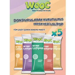Wooc - Wooc Dondurularak Kurutulmuş Kedi Ödülü Lolipop 1.4 Gr x 5 Adet (Ekonomik Paket)