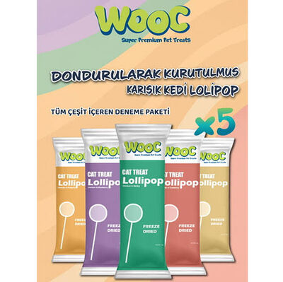 Wooc Dondurularak Kurutulmuş Kedi Ödülü Lolipop 1.4 Gr x 5 Adet (Ekonomik Paket)