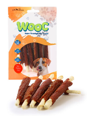 Wooc Duck Bleached Rawhide Stick Ördek Etli Köpek Ödülü 80 Gr