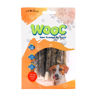 Wooc Fish Skin Bleached Rawhide Stick Balık Sargılı Köpek Ödülü 80 Gr