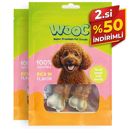 Wooc Tavuk Sargılı Mini Kemik Köpek Ödülü 75 Gr x 2 Adet - 2.si %50 İndirimli - 1