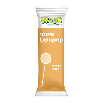 Wooc Tavuk ve Balkabak Aromalı Dondurularak Kurutulmuş Kedi Ödülü Lolipop 1.4 Gr