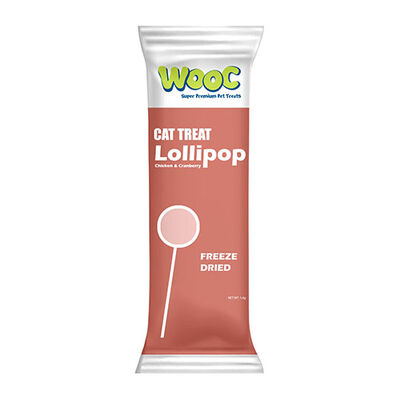 Wooc Tavuk ve Kızılcık Aromalı Dondurularak Kurutulmuş Kedi Ödülü Lolipop 1.4 Gr