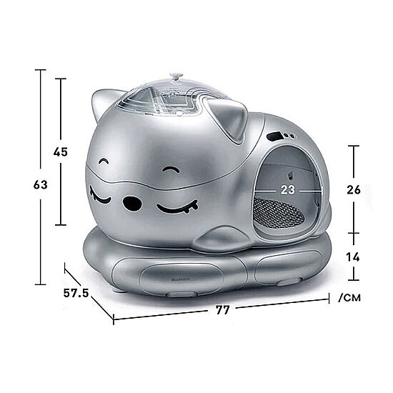 WooHuloo Pro Otomatik Kedi Tuvaleti - Cool Silver - 2