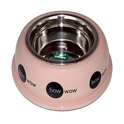 Zampa 2203 Pembe Desenli Tekli Fil Dişi Mama ve Su Kabı Medium - Zampa