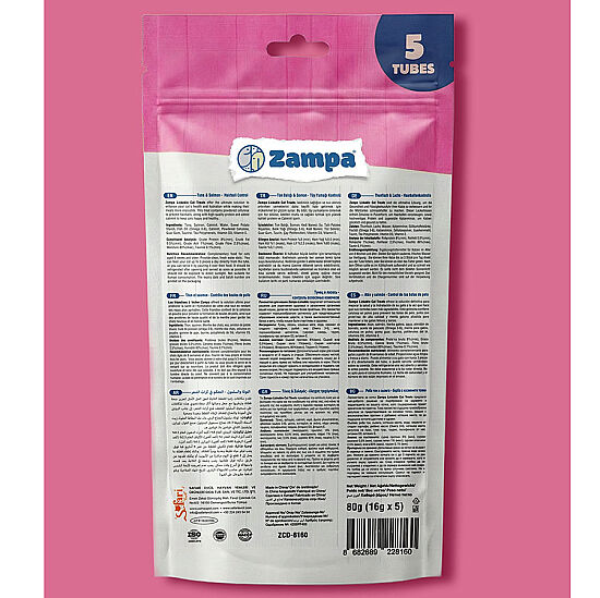 Zampa Creamy Delight Somonlu ve Tuna Balıklı Kedi Krema Ödül Maması 16 Gr x 5 Adet - 3