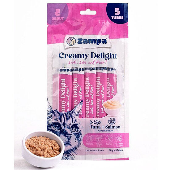 Zampa Creamy Delight Somonlu ve Tuna Balıklı Kedi Krema Ödül Maması 16 Gr x 5 Adet - 2