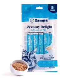 Zampa Creamy Delight Tavuklu ve Morina Balıklı Kedi Krema Ödül Maması 16 Gr x 5 - Zampa