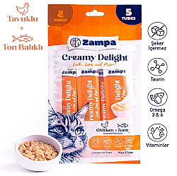 Zampa Creamy Delight Tavuklu ve Tuna Balıklı Kedi Krema Ödül Maması 16 Gr x 5 Adet - Zampa