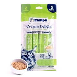 Zampa Creamy Delight Ton Balıklı ve Deniz Taraklı Kedi Krema Ödül Maması 16 Gr x 5 - Zampa
