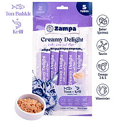Zampa Creamy Delight Ton Balıklı ve Krilli Kedi Krema Ödül Maması 16 Gr x 5 Adet - Zampa