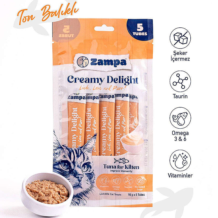 Zampa Creamy Delight Ton Balıklı Yavru Kedi Krema Ödül Maması 16 Gr x 5 Adet